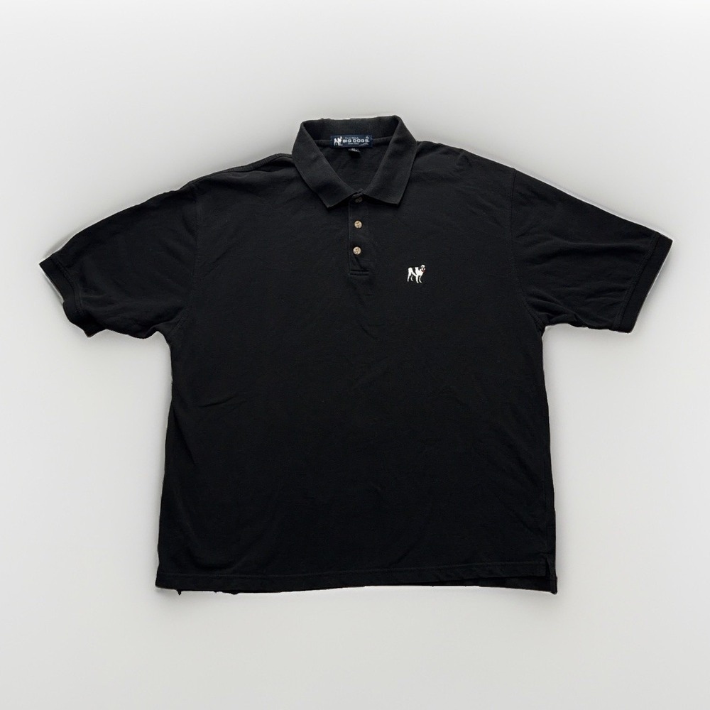 Vintage Big Dogs Polo Shirt Mens 2X Black Embroidered Logo Short Sleeve Cotton